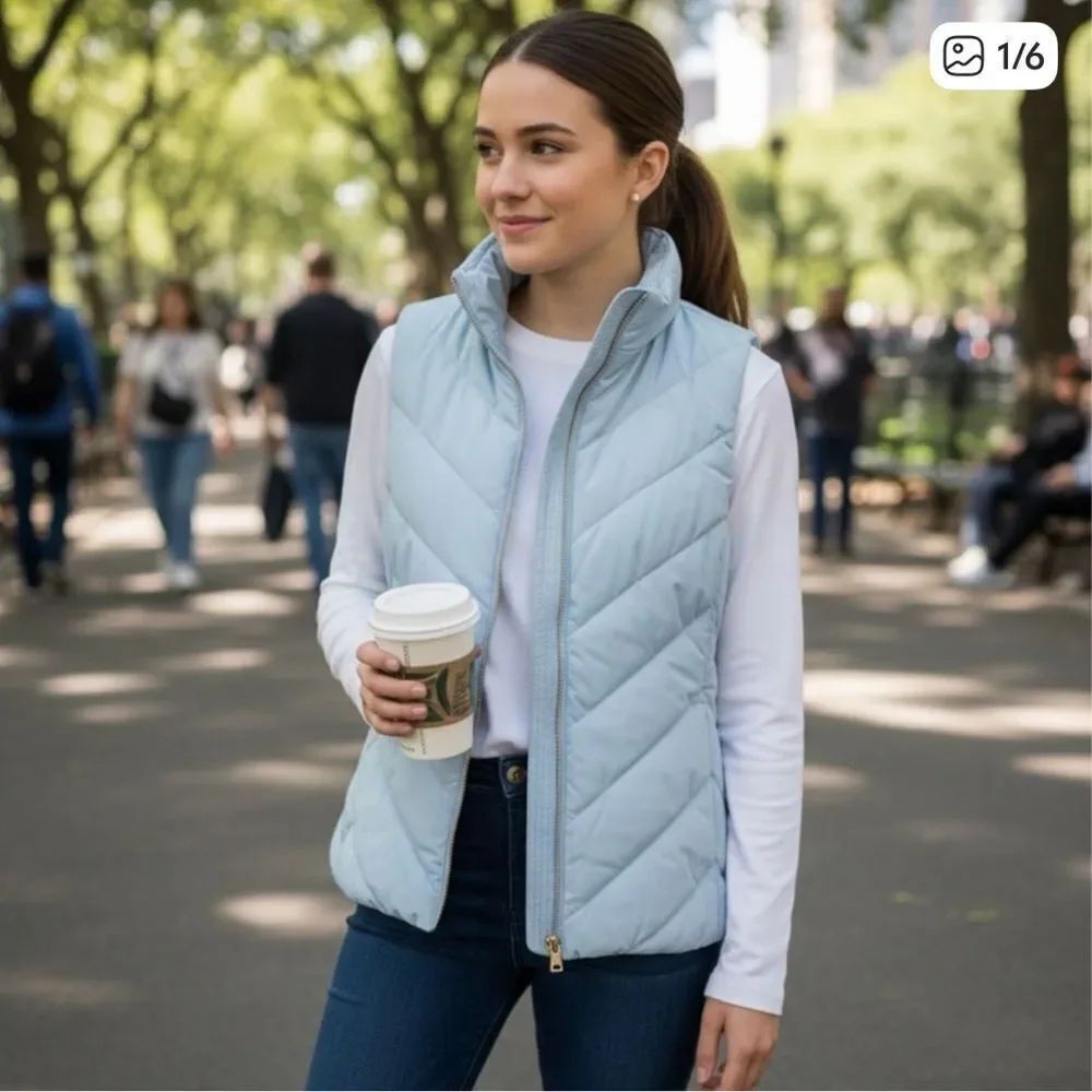 Michael Kors Puffer Vest Vista Blue Womens Medium NEW